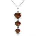 14k 22" Solid White Gold Necklace with Natural Heart-shaped Garnets X62060