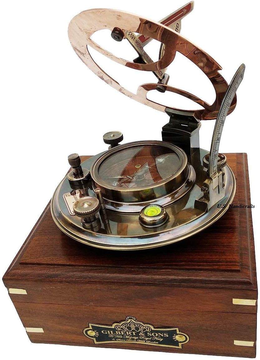 Brass Sundial with Rosewood Case, Pack of 2 M8220