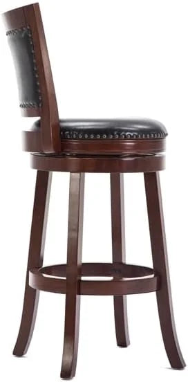 29" Mid-Century Faux Leather Swivel Stool F3266