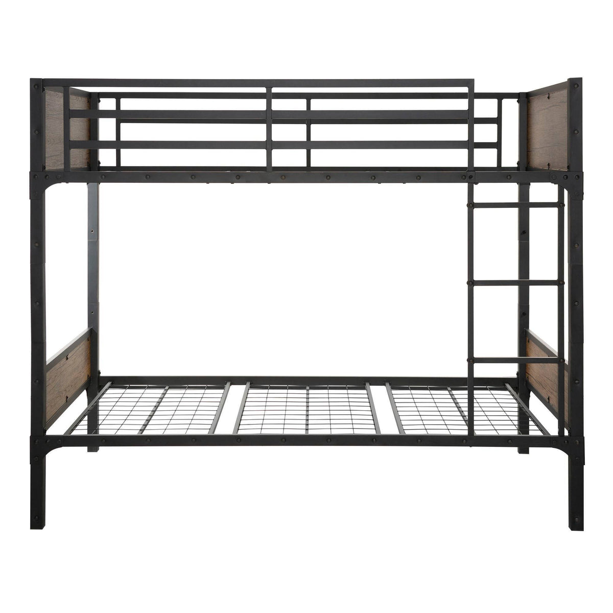 Twin Over Twin Rustic Wood Bunk Bed Brown Y11239