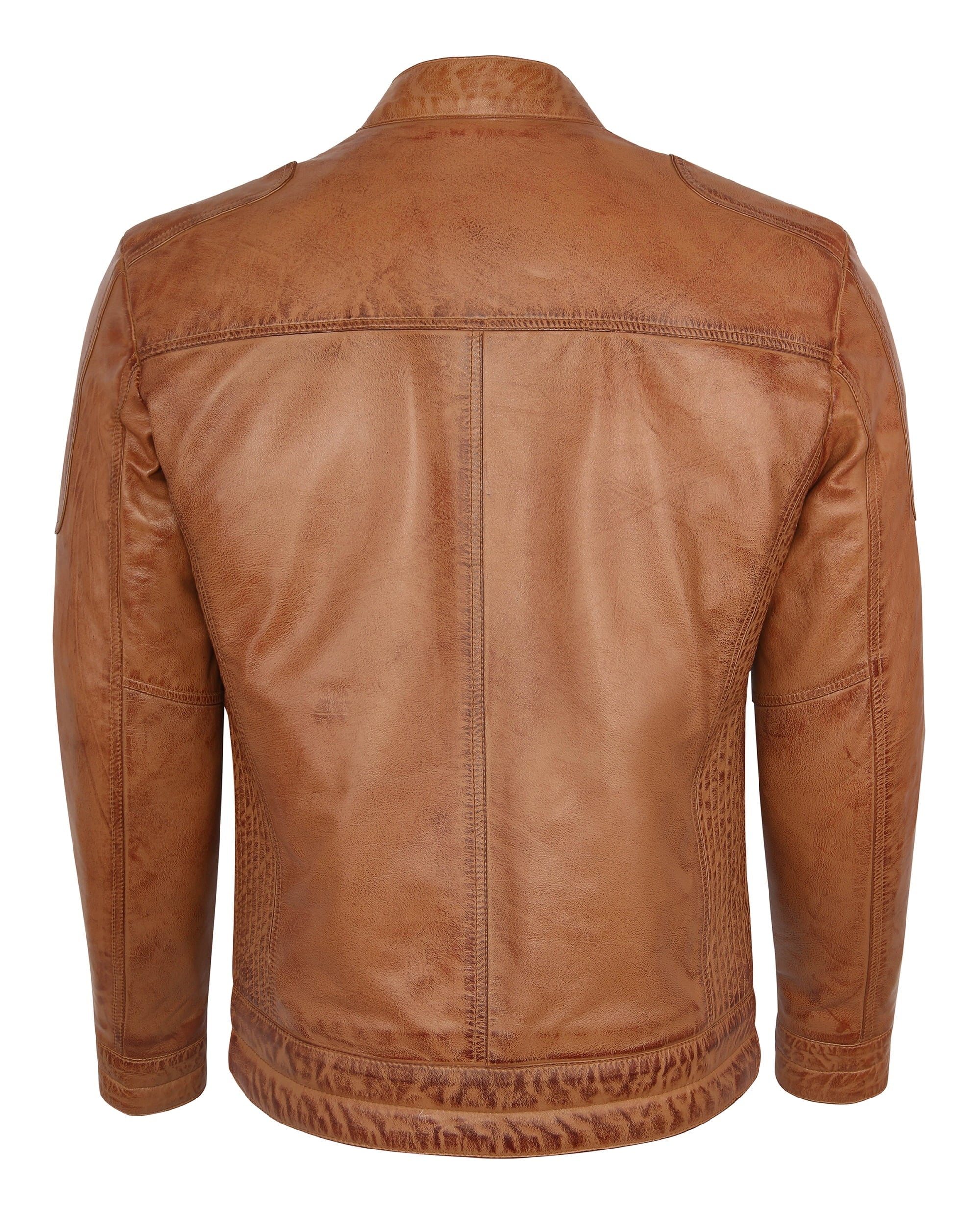 Camel Lambskin Leather Biker Jacket Size L D59529