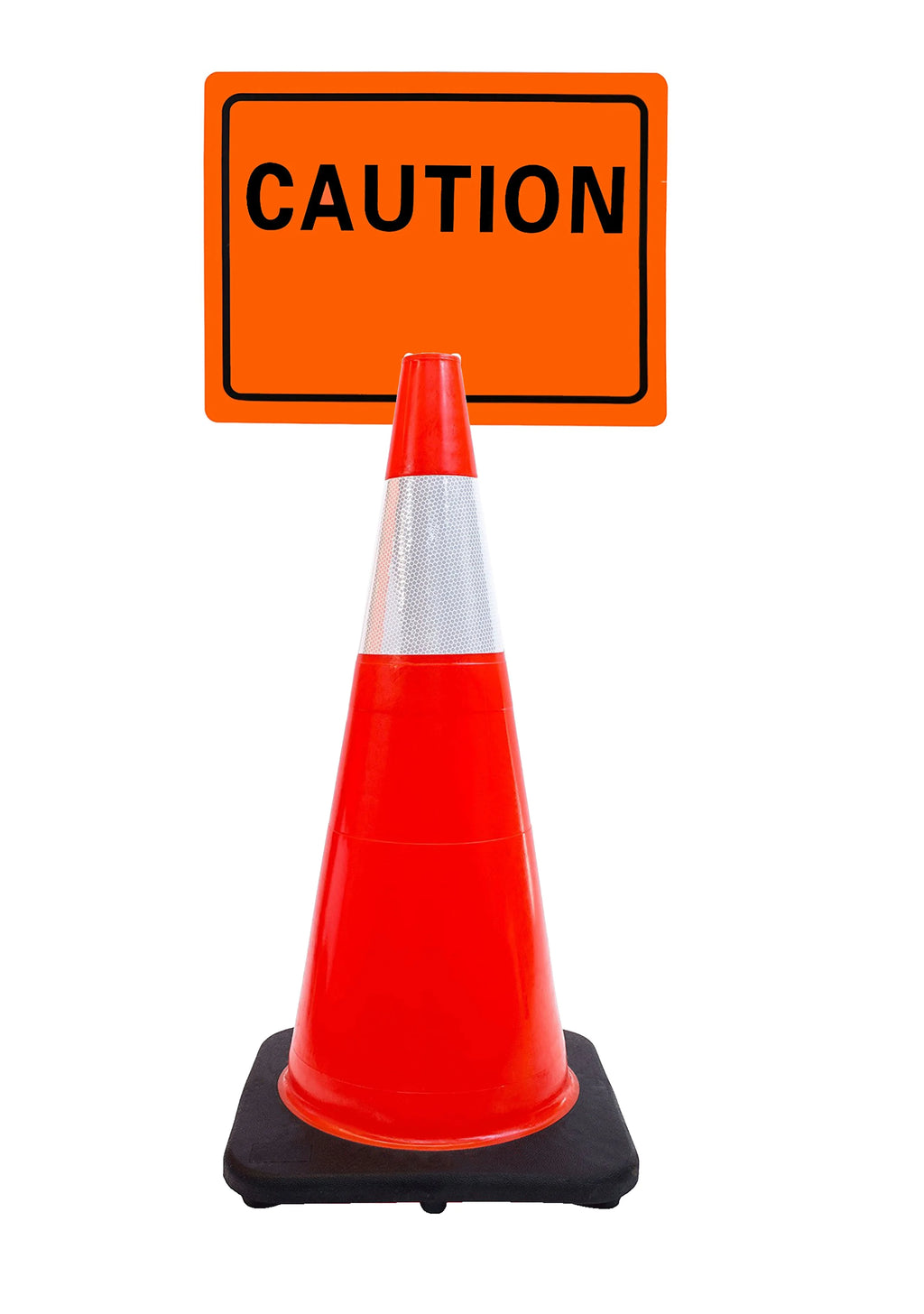 28" Orange Cone with Black Base and 6" Reflective Tape Q77851