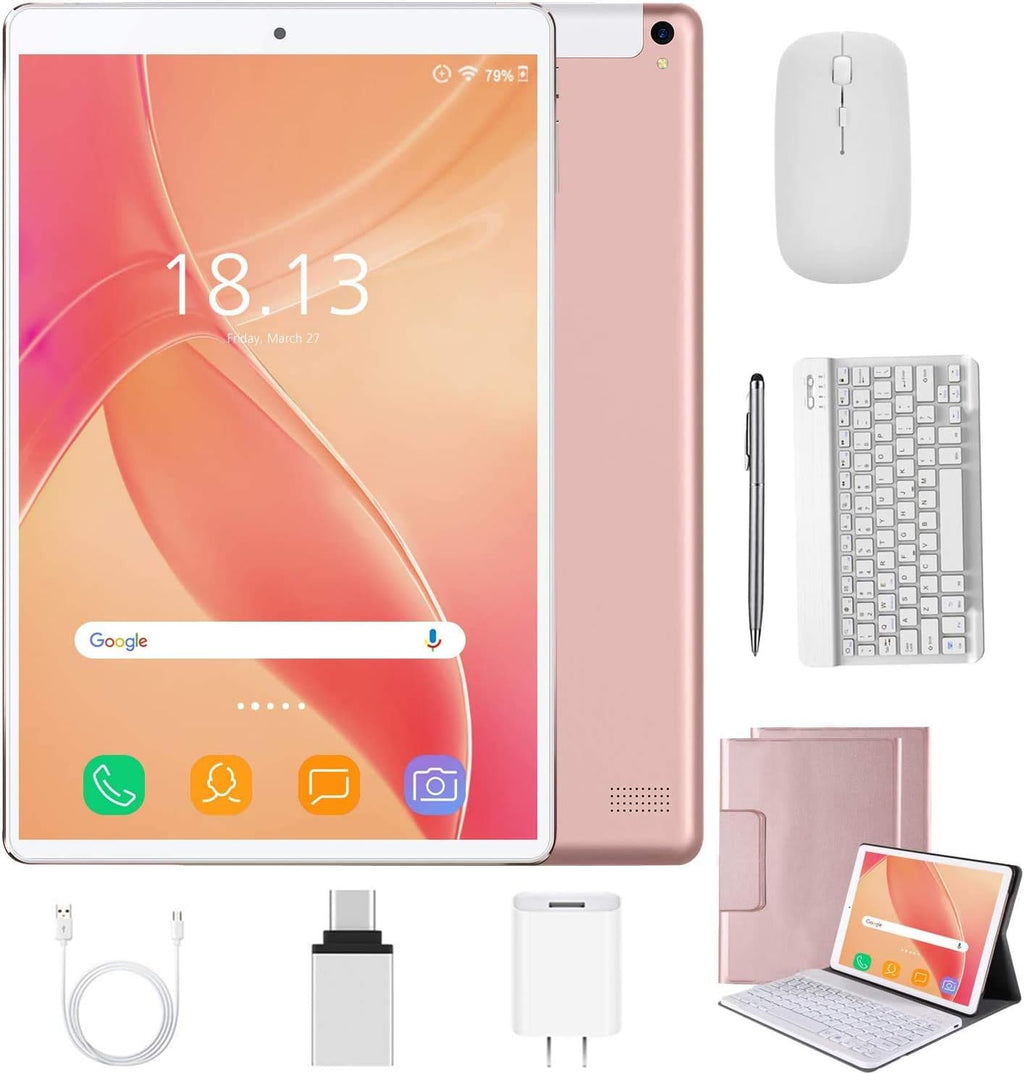 2 in 1 Tablets 10 Inch with Wireless Keyboard Case, 4GB RAM 64GB ROM, Gold J639950