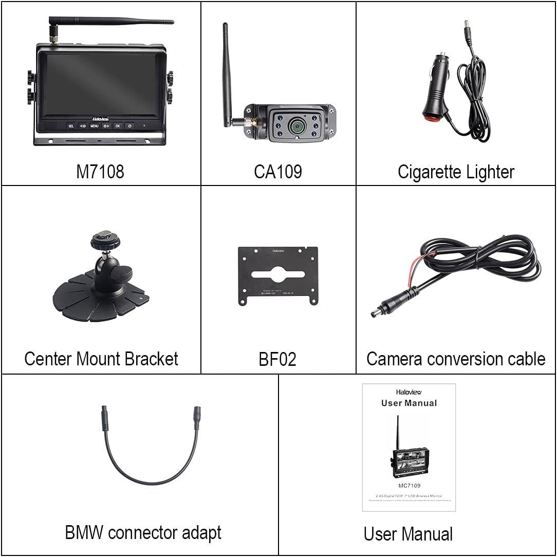 7'' 720P HD Wireless Rear View Camera System P5945