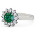 14K White Gold Floral Halo Round Cut Diamond Engagement Ring H509902