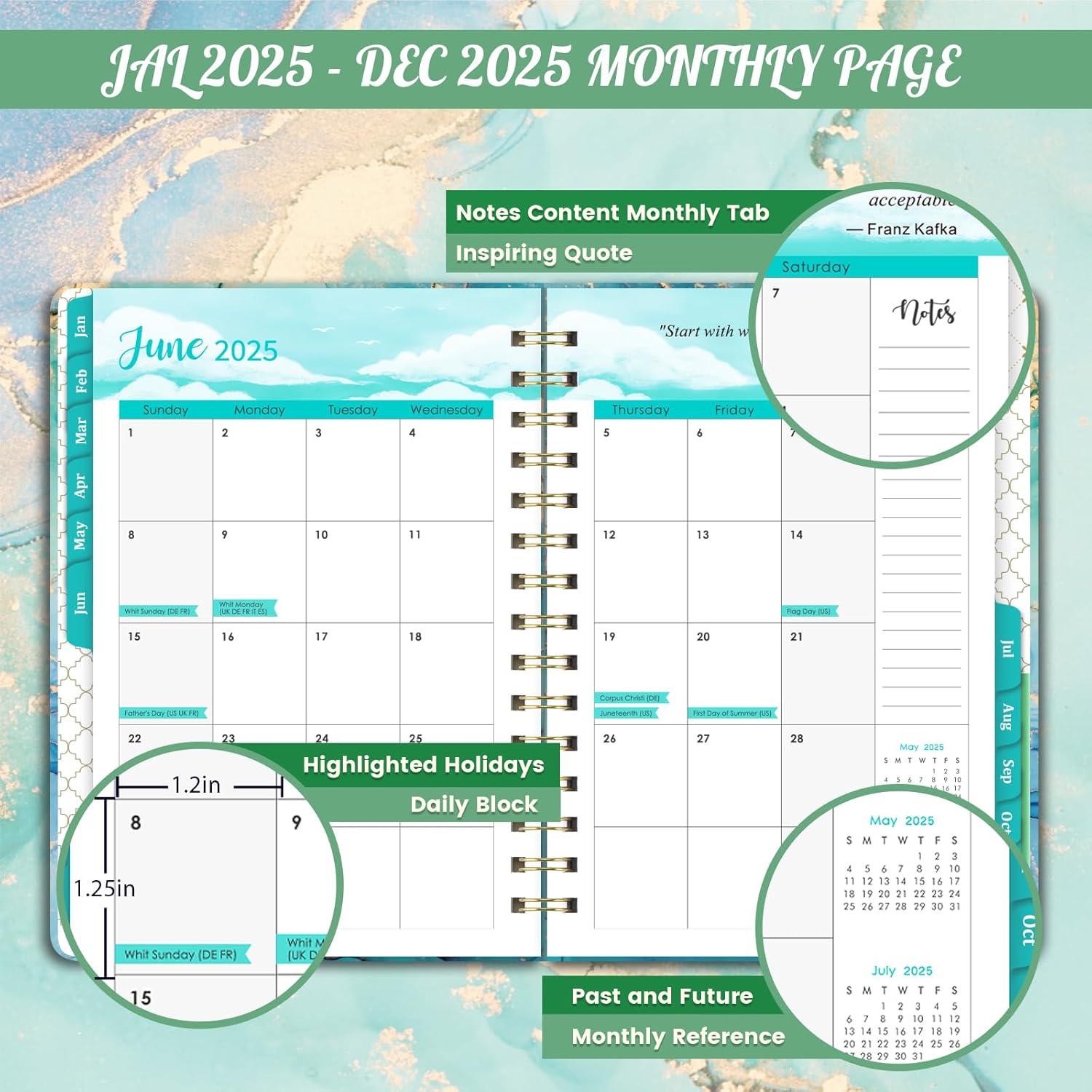 2025 Weekly and Monthly Hardcover Planner, 6.4" x 8.5" J85848