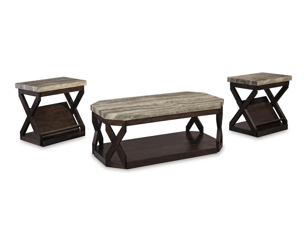 Faux Marble 3-Piece Table Set with Coffee Table and 2 End Tables E799