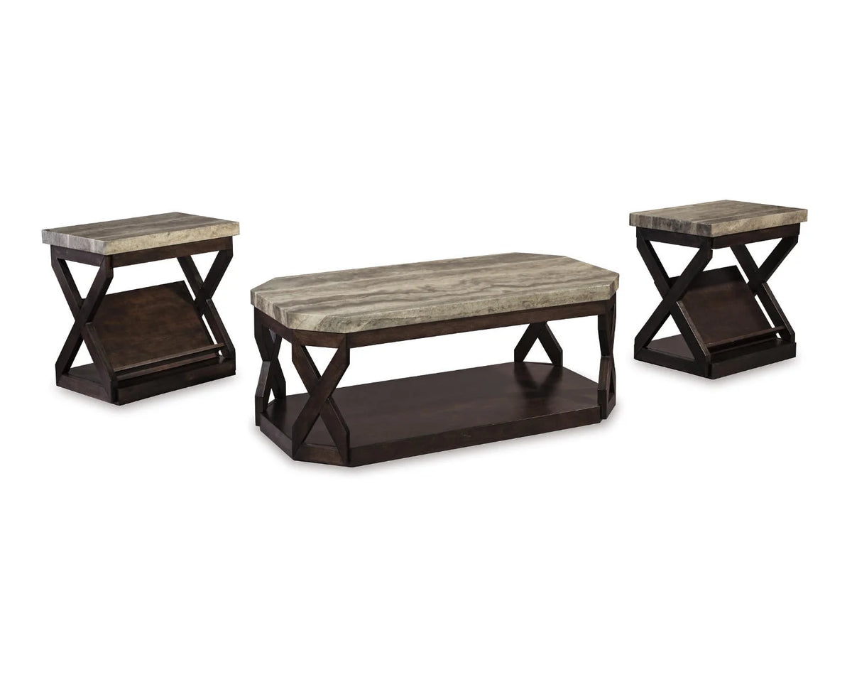 Faux Marble 3-Piece Table Set with Coffee Table and 2 End Tables E799