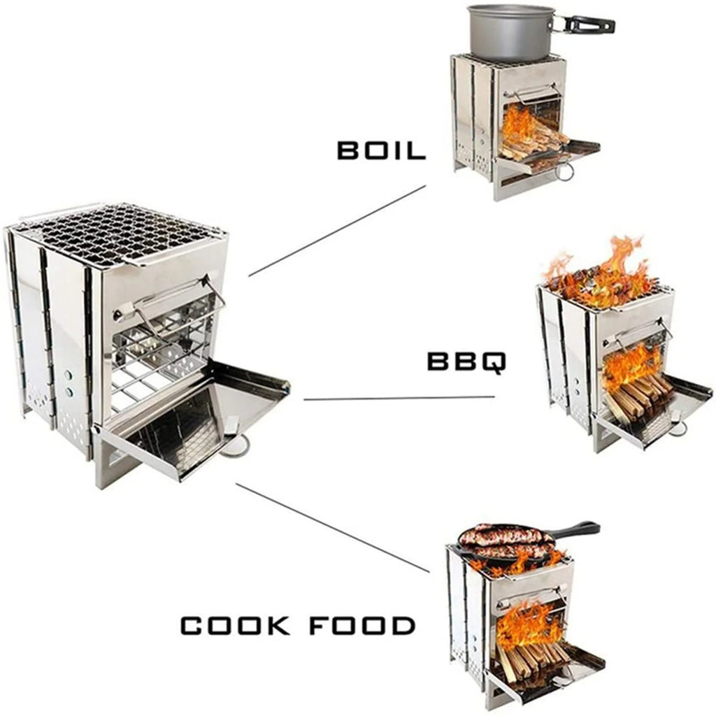 Stainless Steel Wood Burning Camping Stove F8927