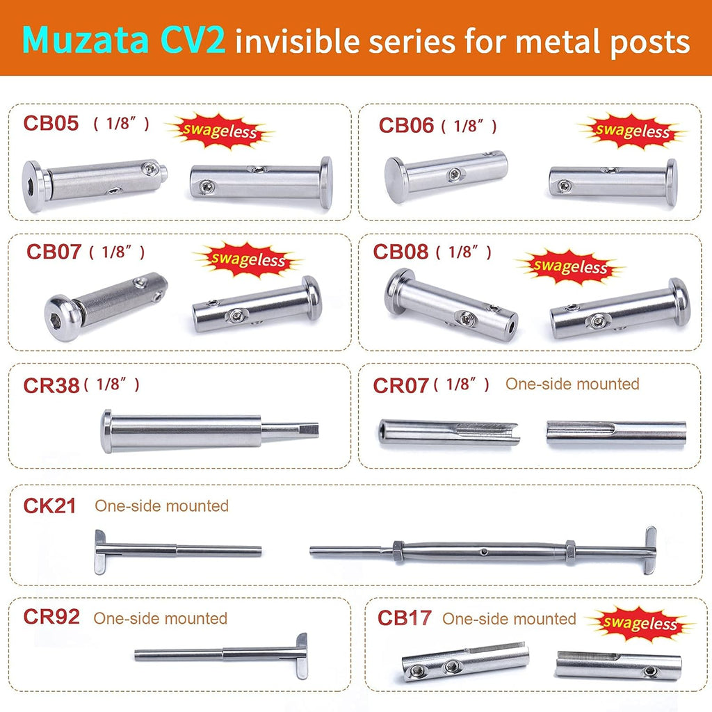 20Pack 1/8 Invisible Cable Railing Kit T316 Stainless Steel V421