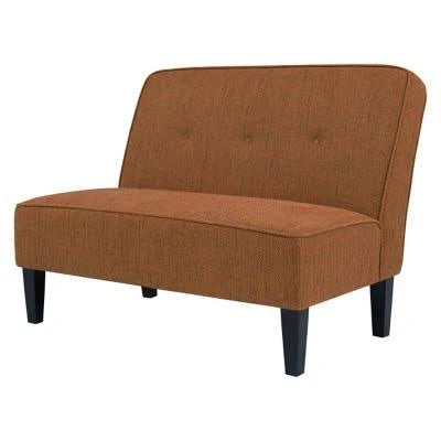 Button-Tufted Settee Orange/Brown F2647