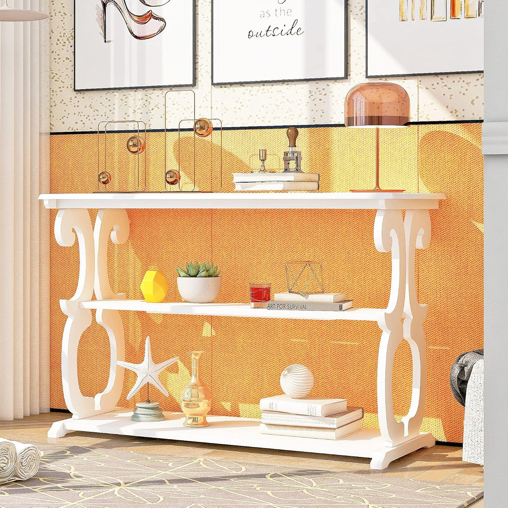 Vintage White Sideboard with 3 Open Storage Shelves U521