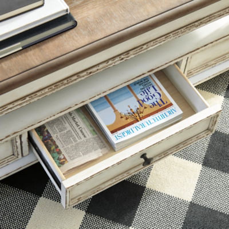 White/Brown Lift Top Coffee Table D985