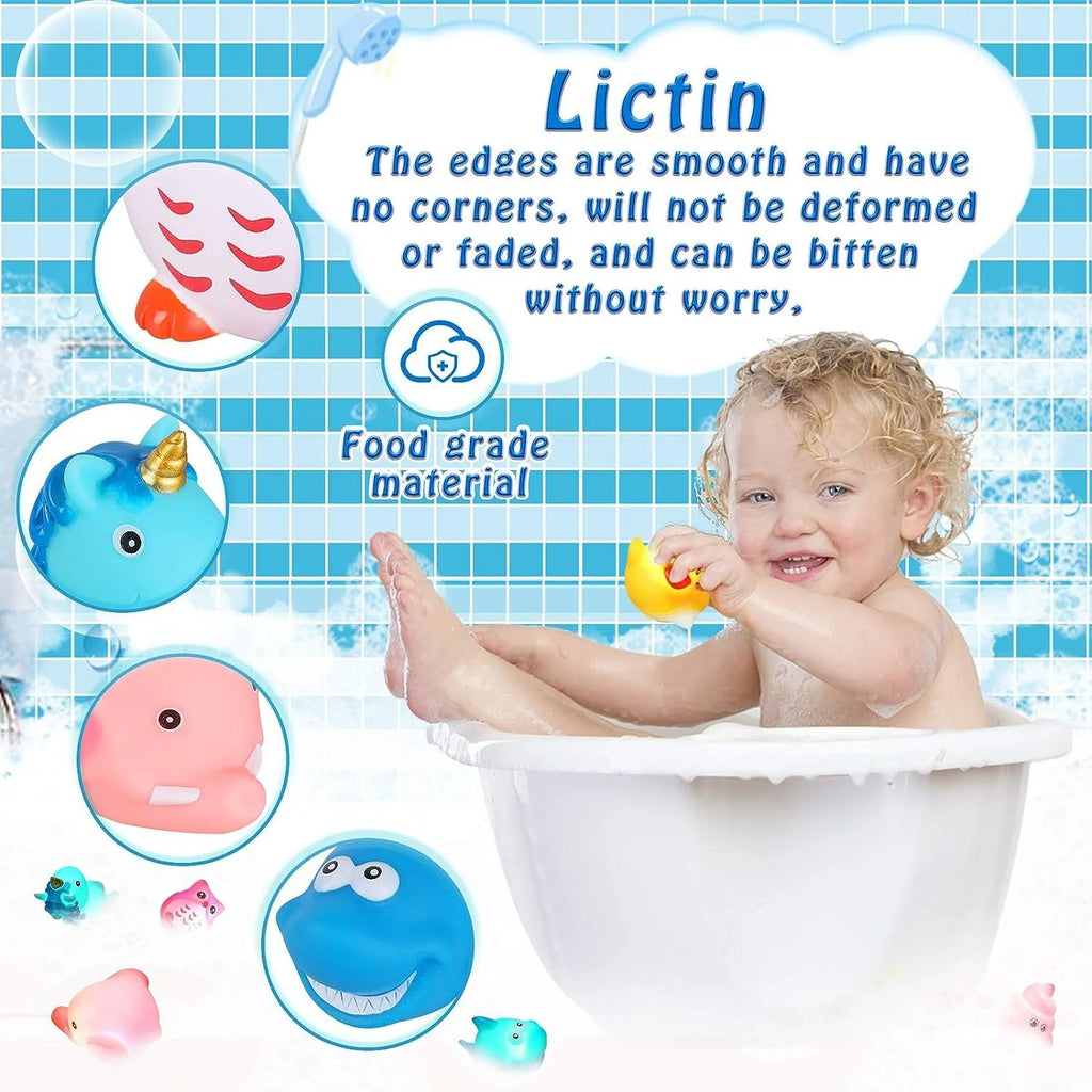 LED Light Baby Bath Toys Set with Storage Bag O274