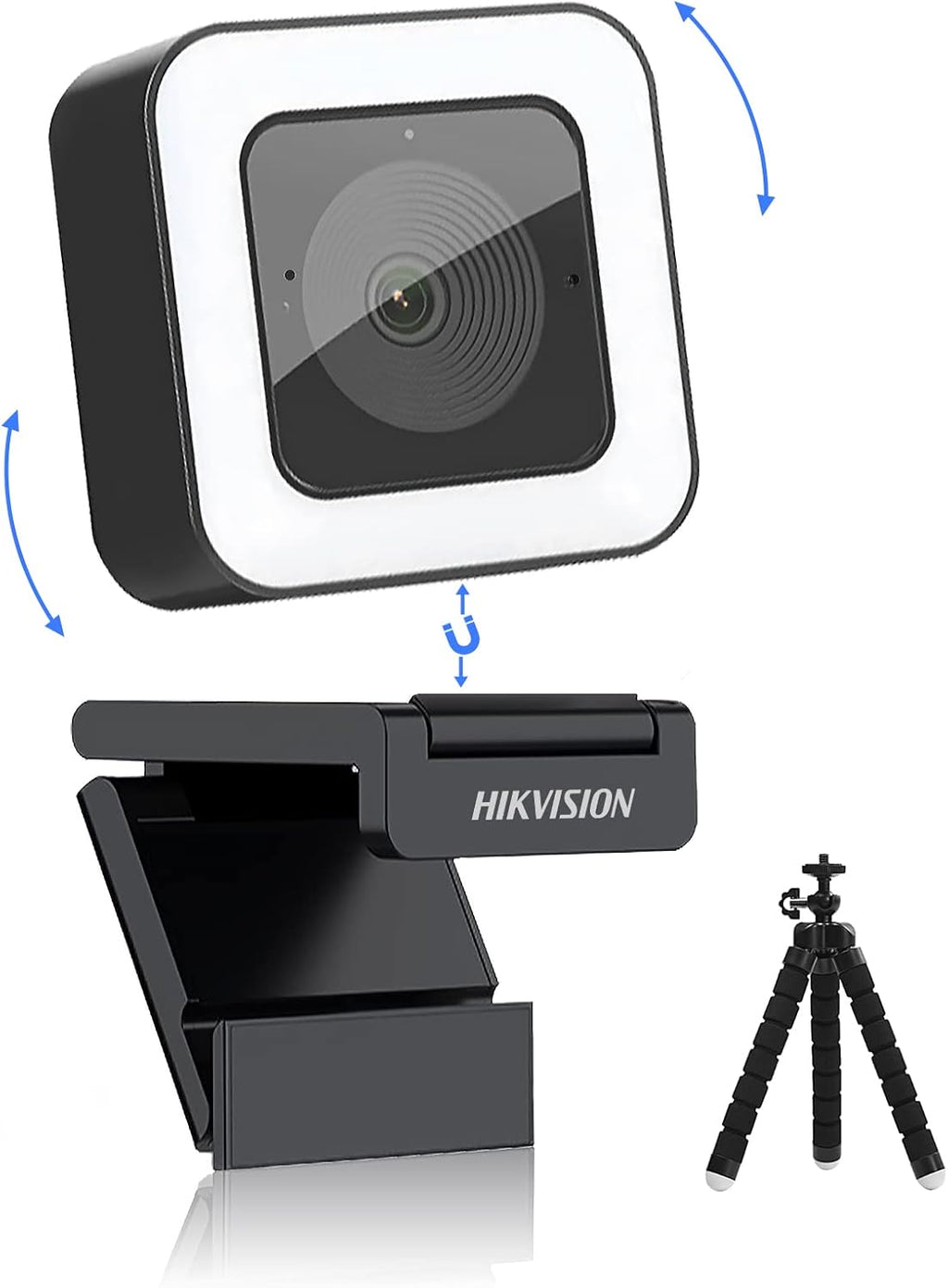 2K HD Webcam with Light Microphone, 2 Built-in Noise Reduction Mics, Autofocus, 30fps Type C USB2.0, Tripod Pack of 2 D55763