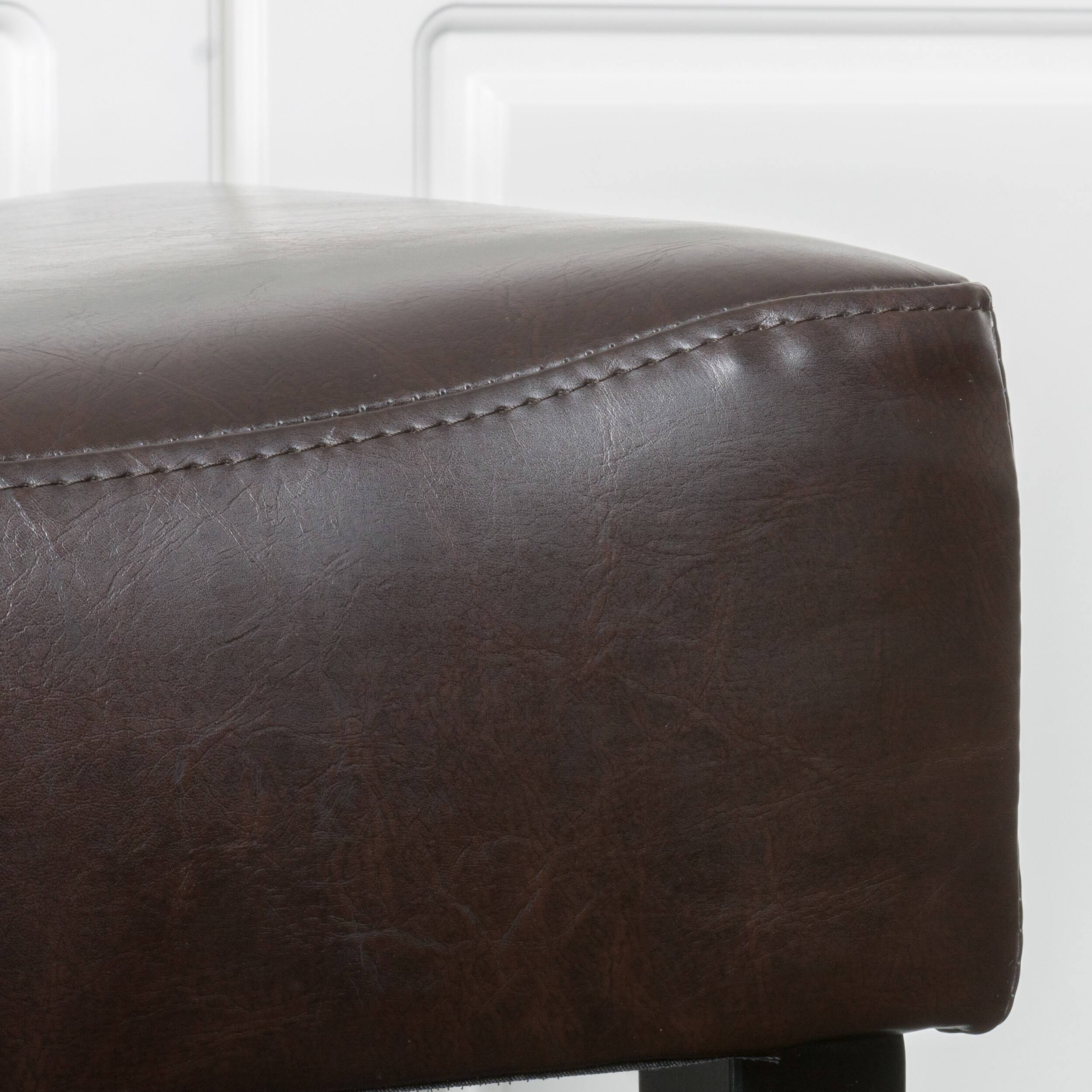 Bonded Leather Backless Counter Stool, Set of 2, Brown X2535