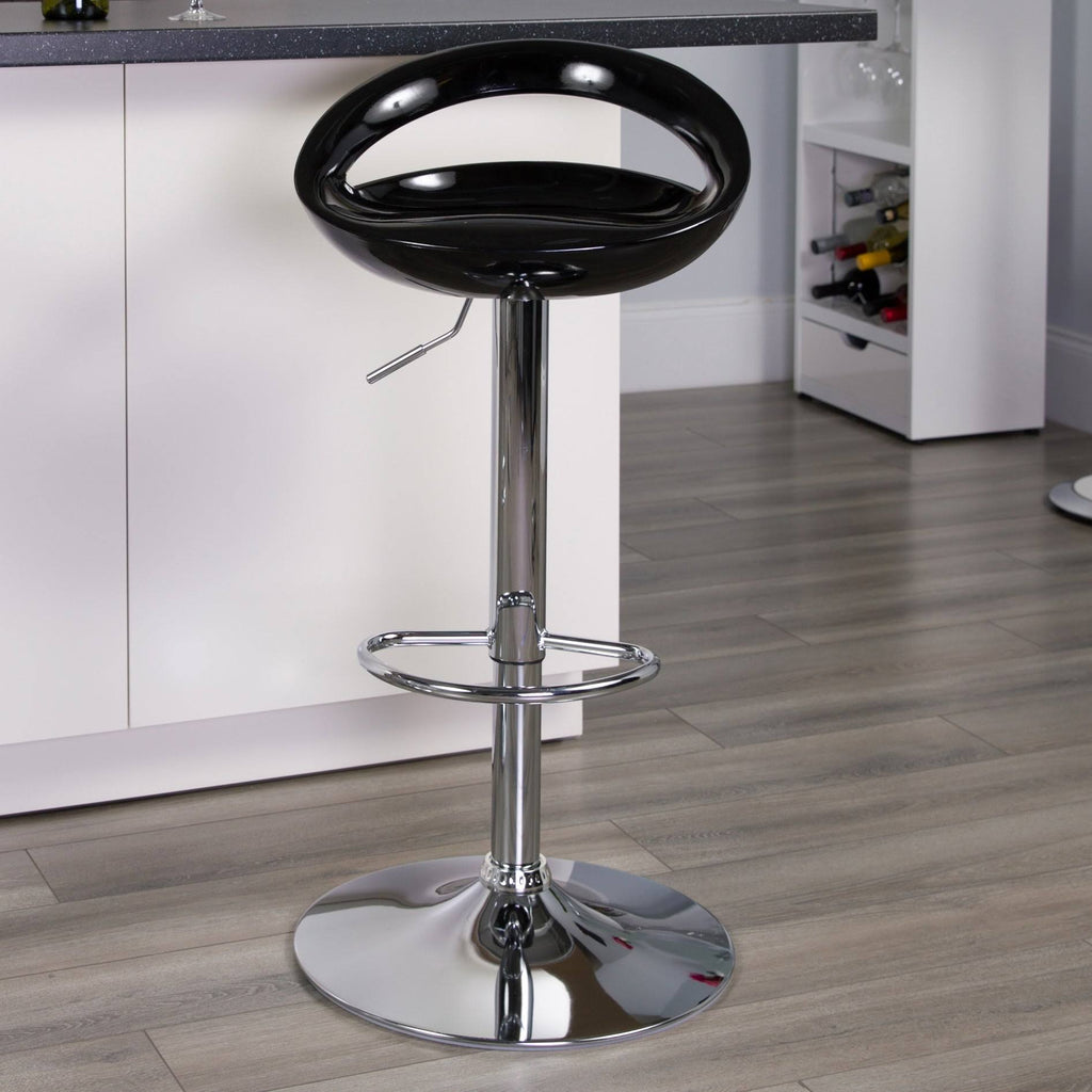 Silver Plastic Adjustable Height Barstool with Chrome Base X63759
