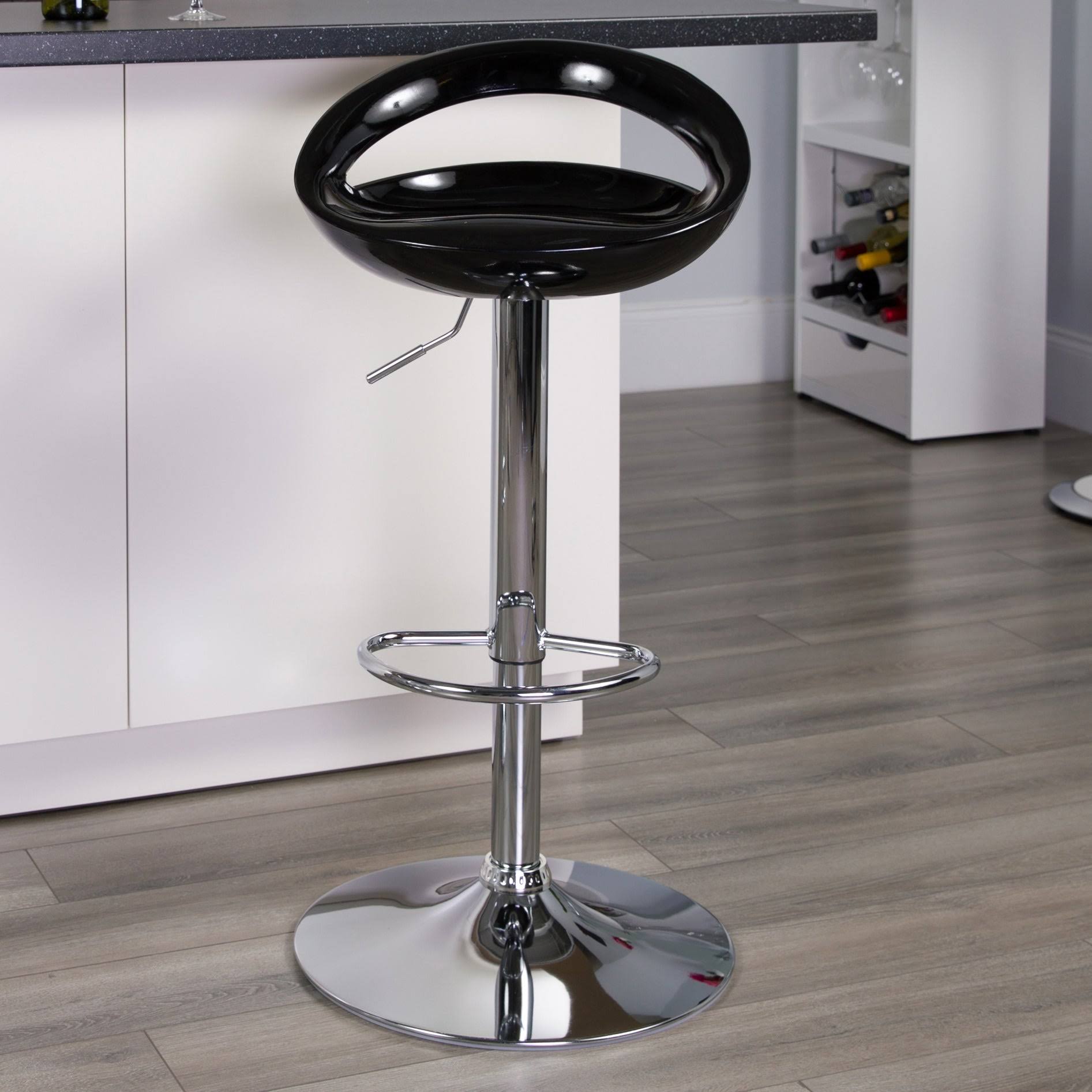 Silver Plastic Adjustable Height Barstool with Chrome Base X63759