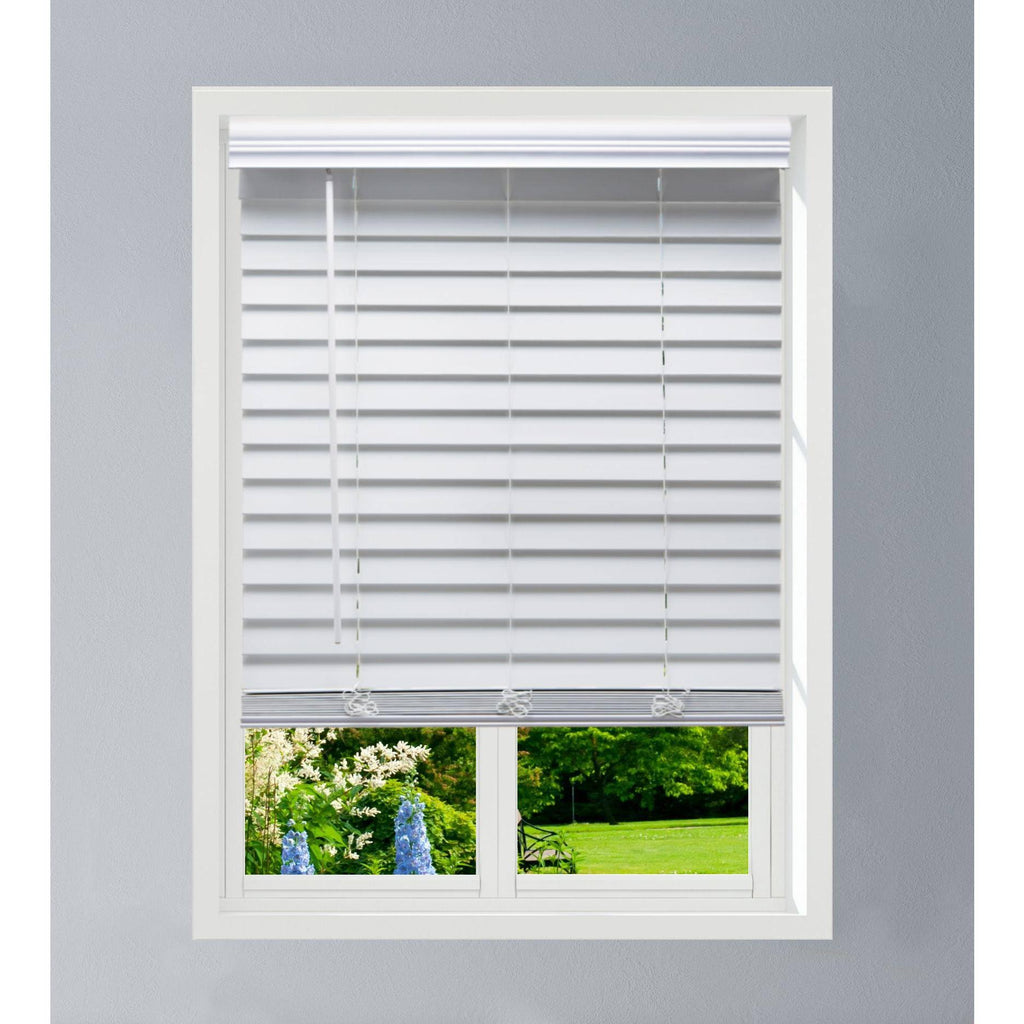 White Faux Wood Cordless Blinds A344271