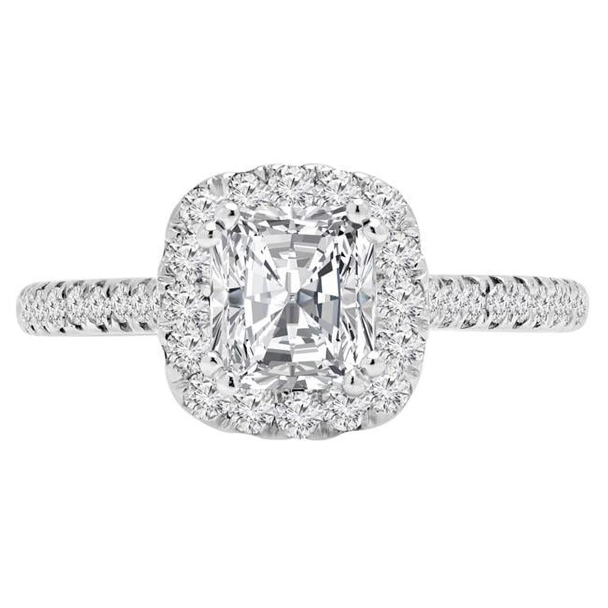 14K White Gold Cushion Halo Engagement Ring H26101