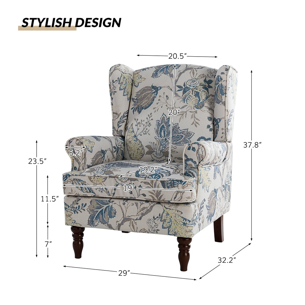 Blue Foam Wingback Accent Chair A60056