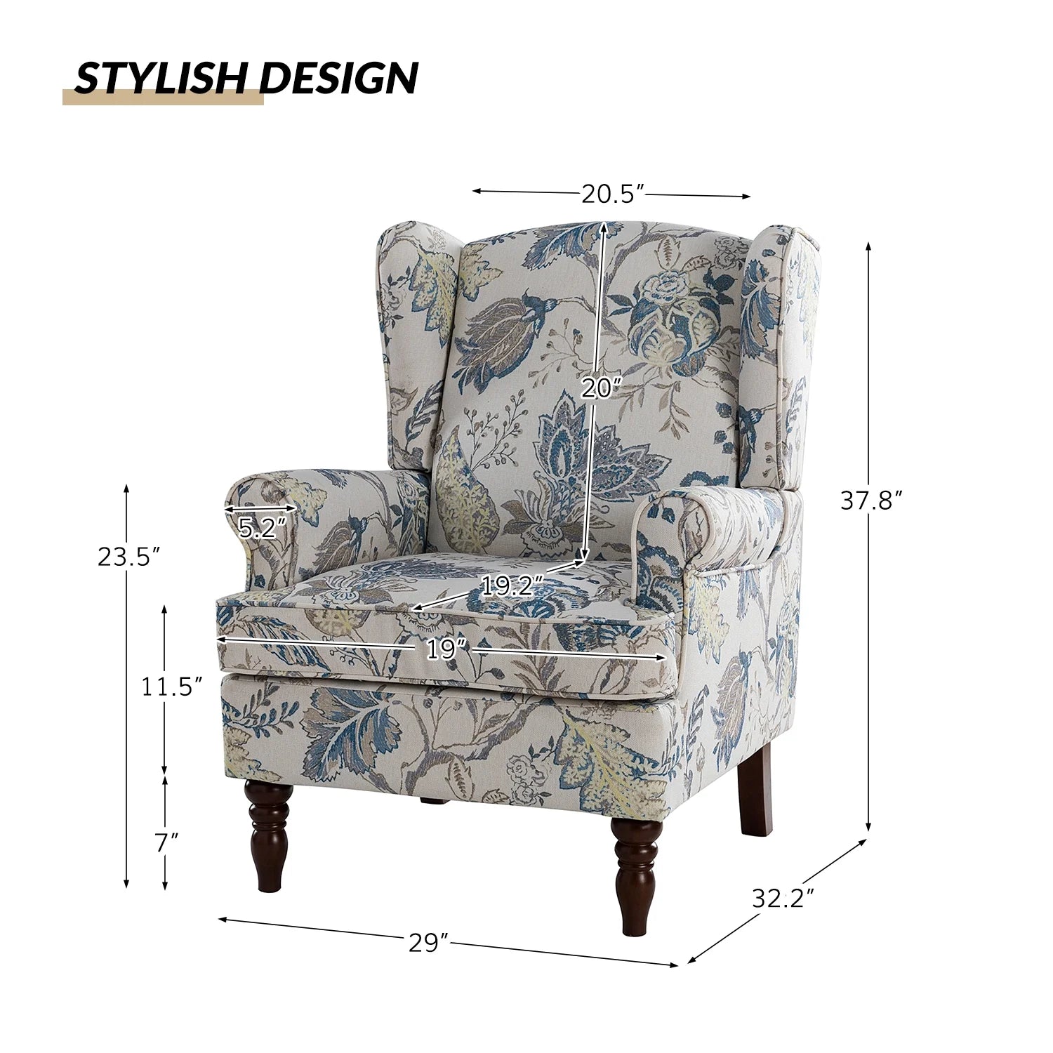 Blue Foam Wingback Accent Chair A60056