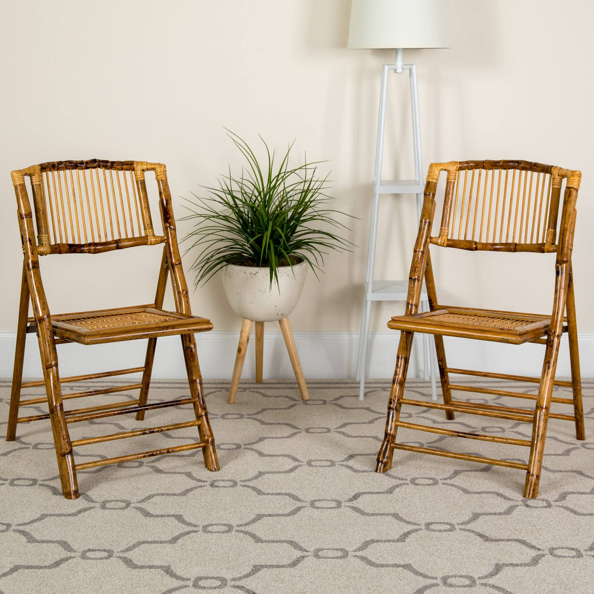 2 Pk Bamboo Wood Folding Chair H154