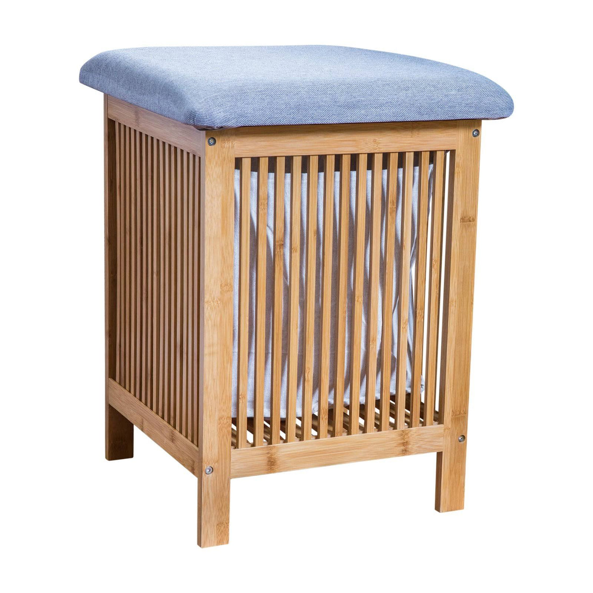 Bamboo Laundry and Storage Basket/Ottoman, 21 inch Tall M210