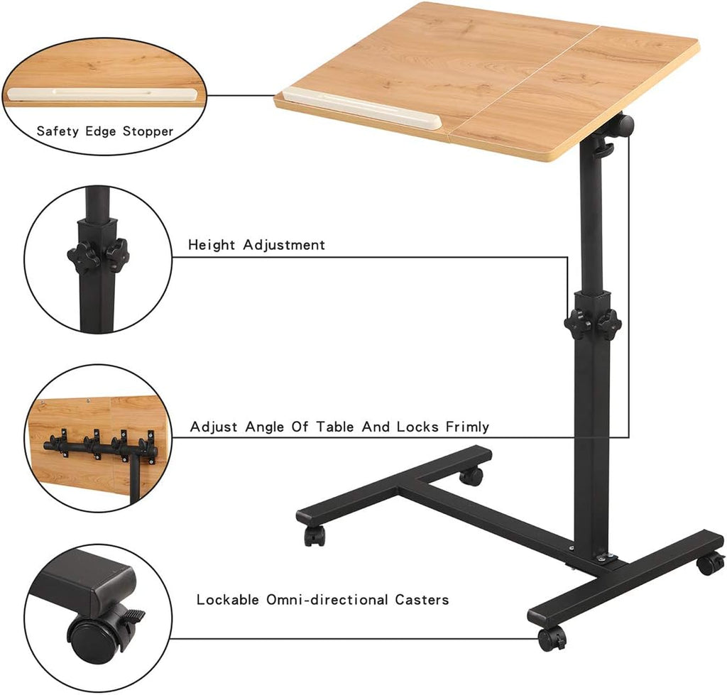 Adjustable Rolling Laptop Desk with Wheels W1548