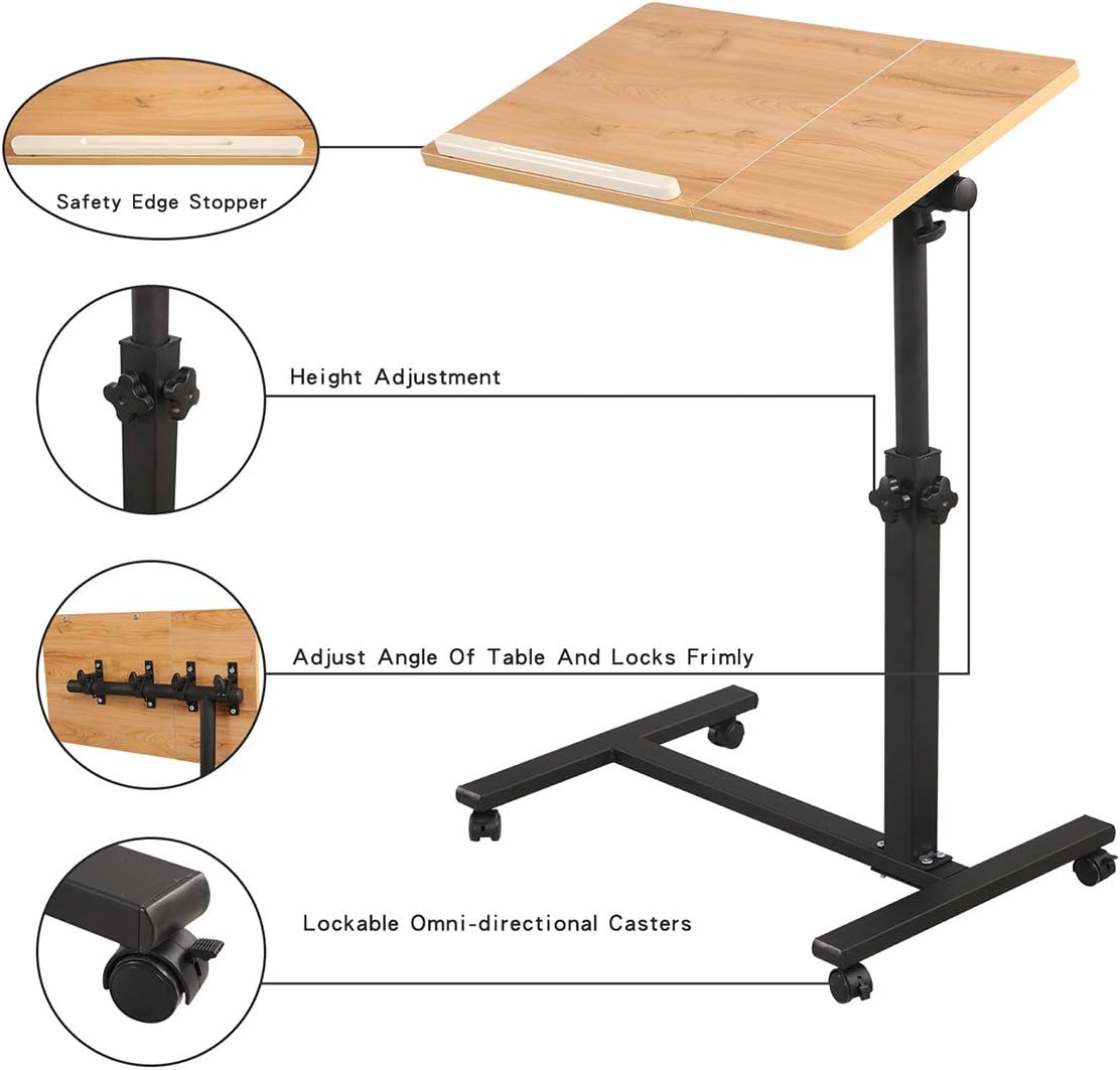 Adjustable Rolling Laptop Desk with Wheels W1548