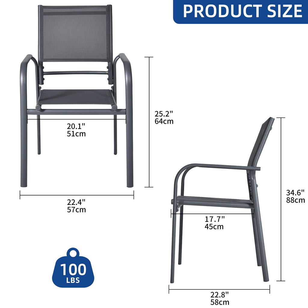 Set of 6 Aluminum Outdoor Patio Dining Chairs Grey J142285