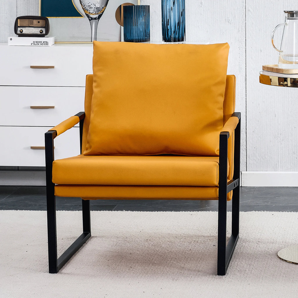 Orange PU Leather Accent Armchair with Metal Frame A932