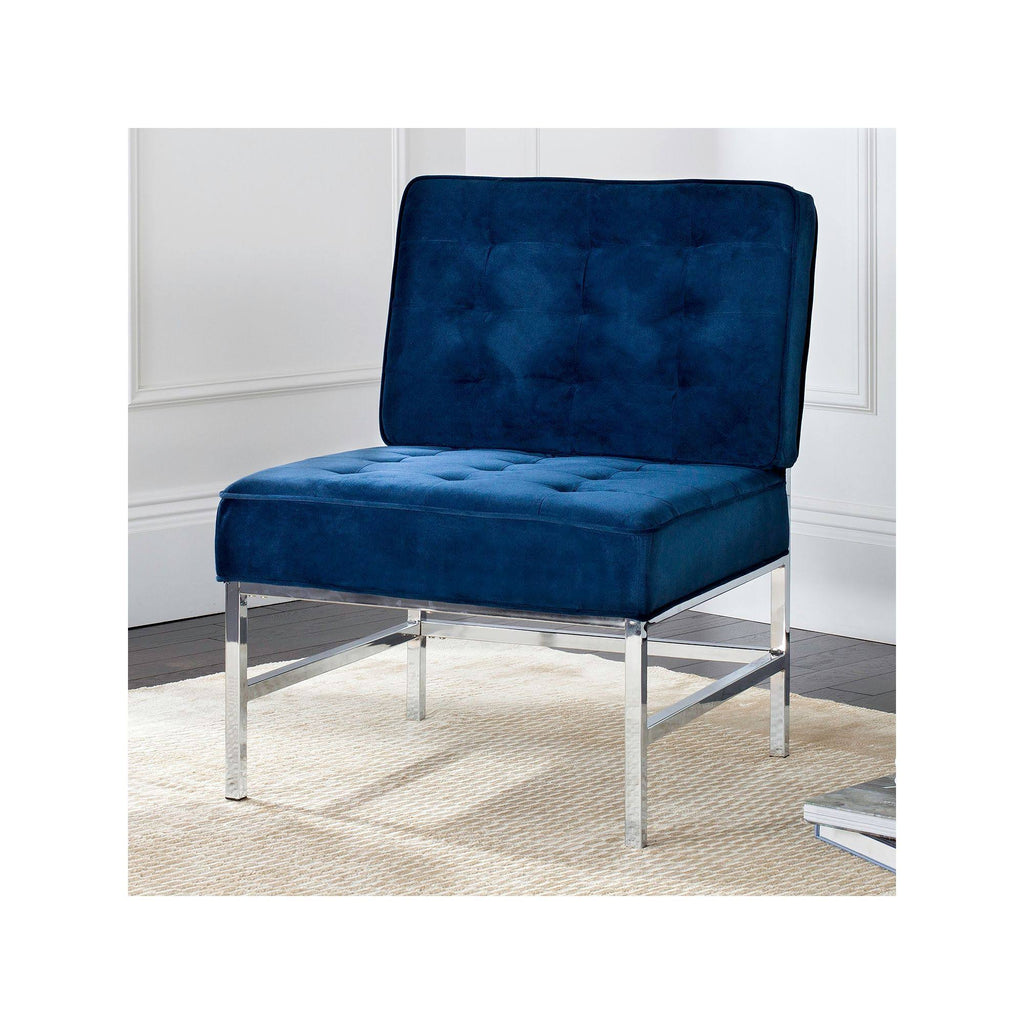 Navy Tufted Velvet Accent Chair Y801