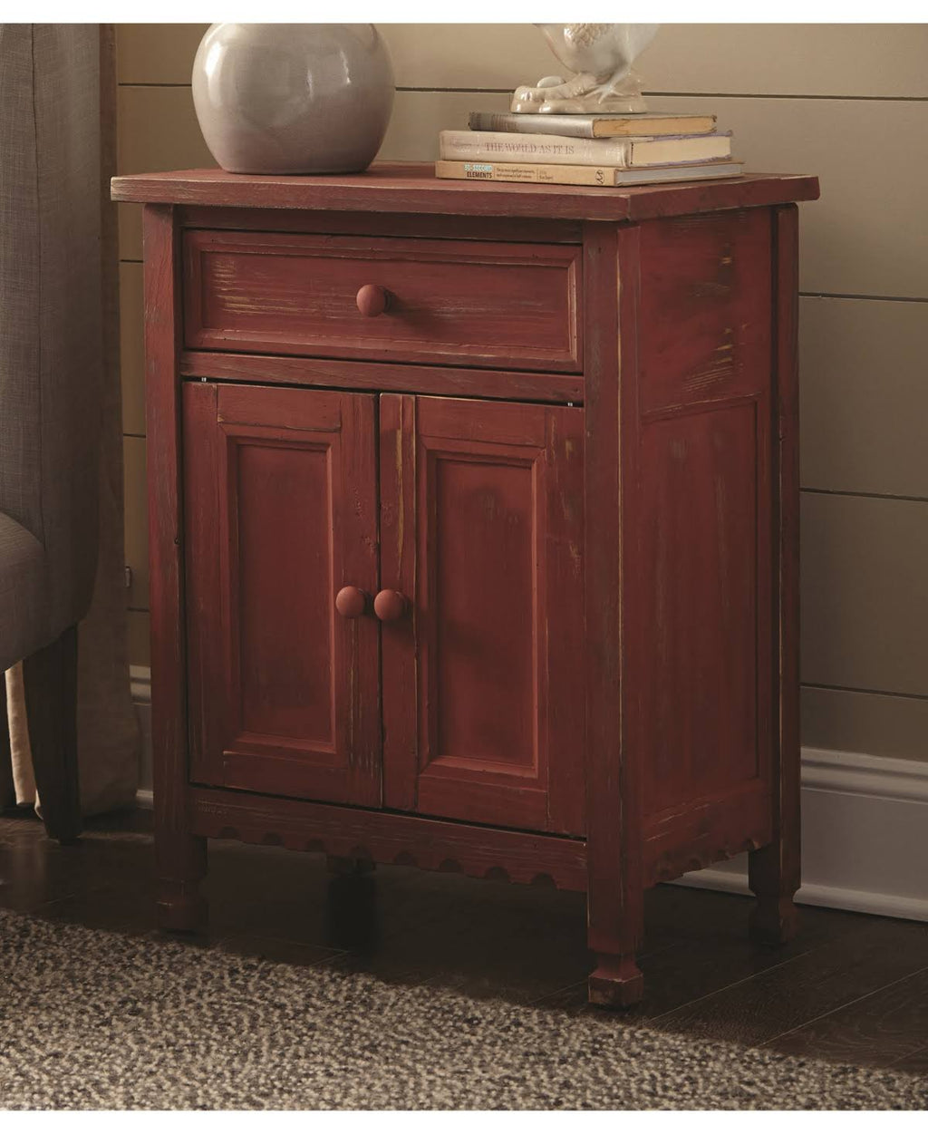 Red Antique Accent Cabinet M28387