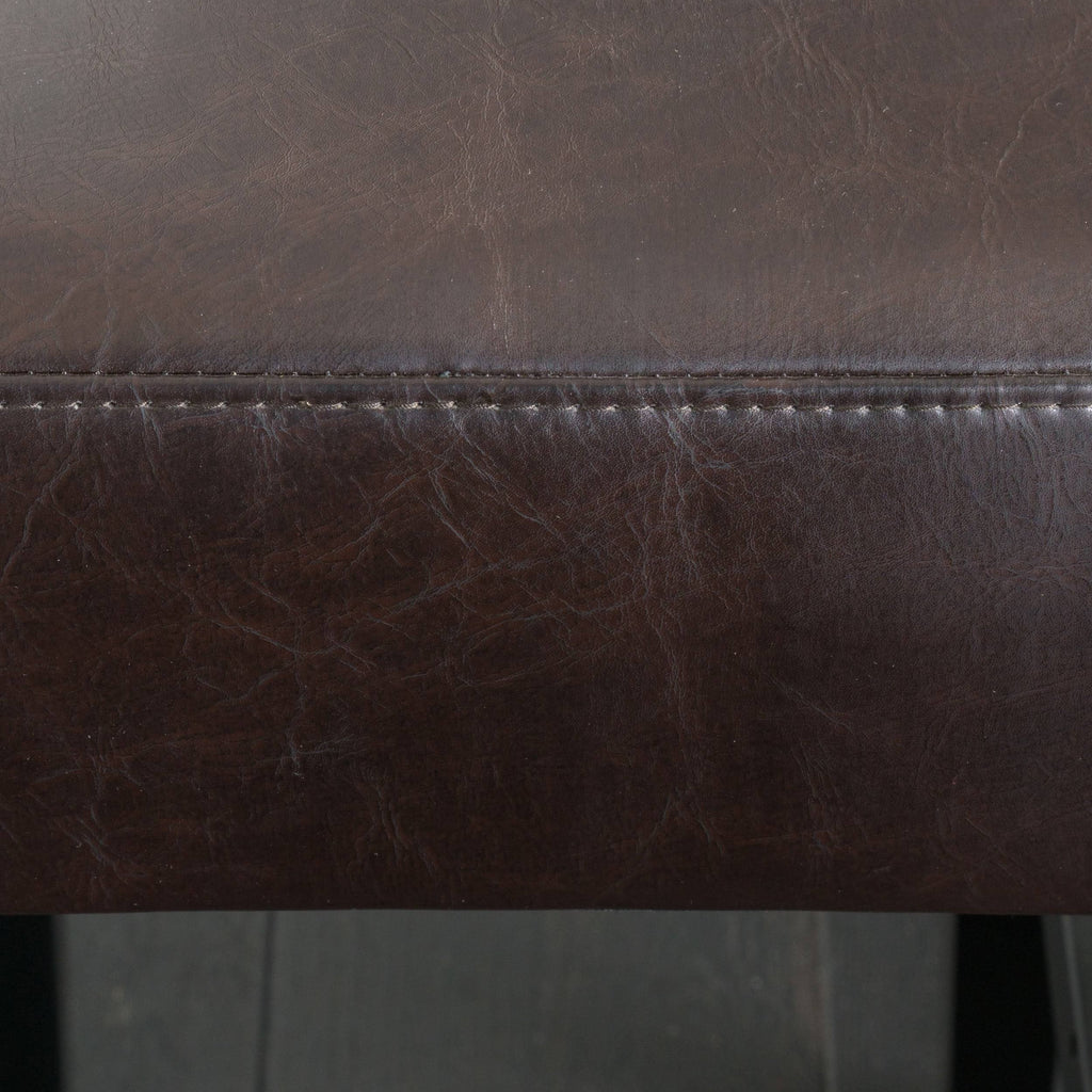 Bonded Leather Backless Counter Stool, Set of 2, Brown X2535