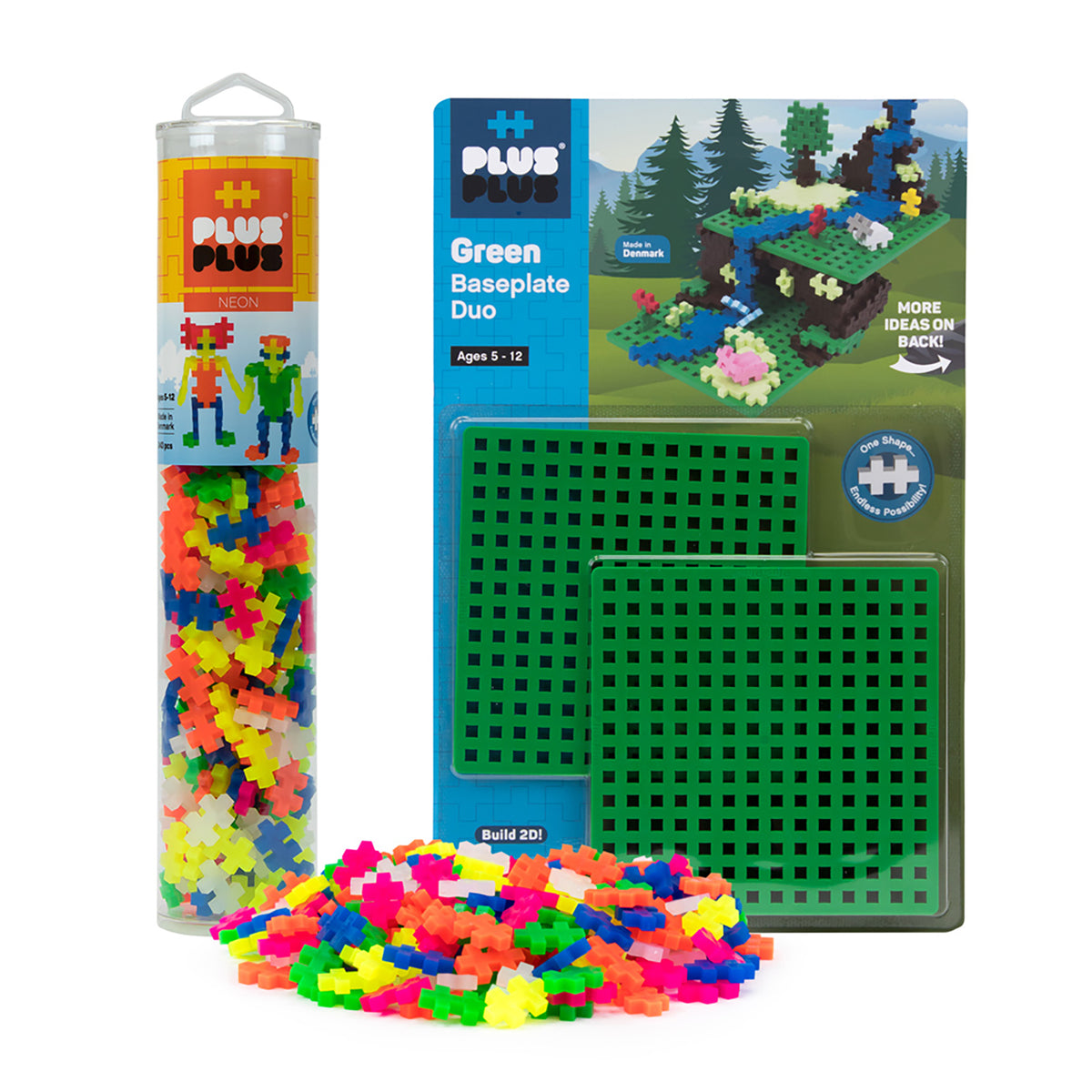 240 pc Neon Tube & Green Baseplate Building Set J760