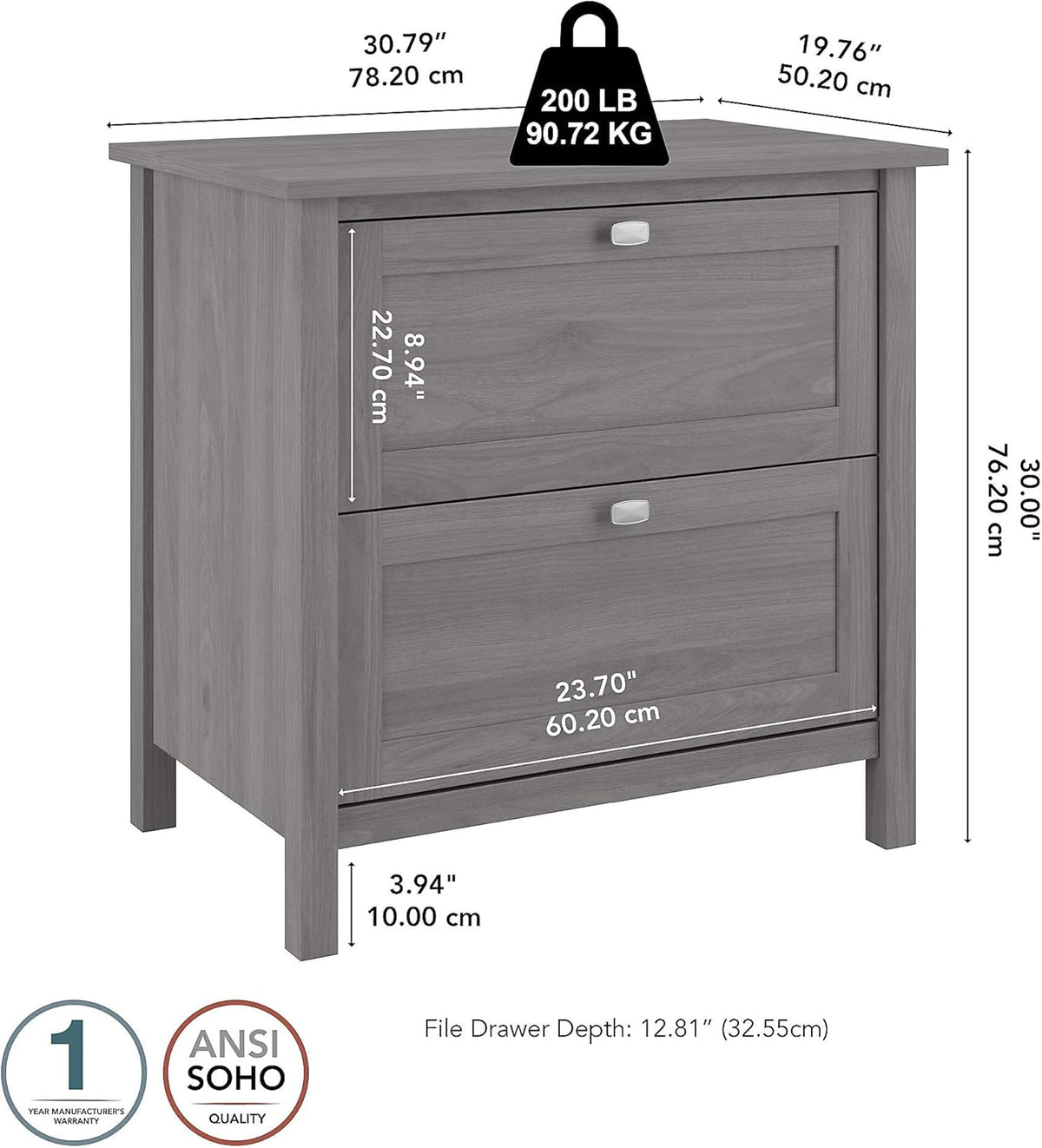 2 Drawer Lateral File Cabinet, Gray Q21345