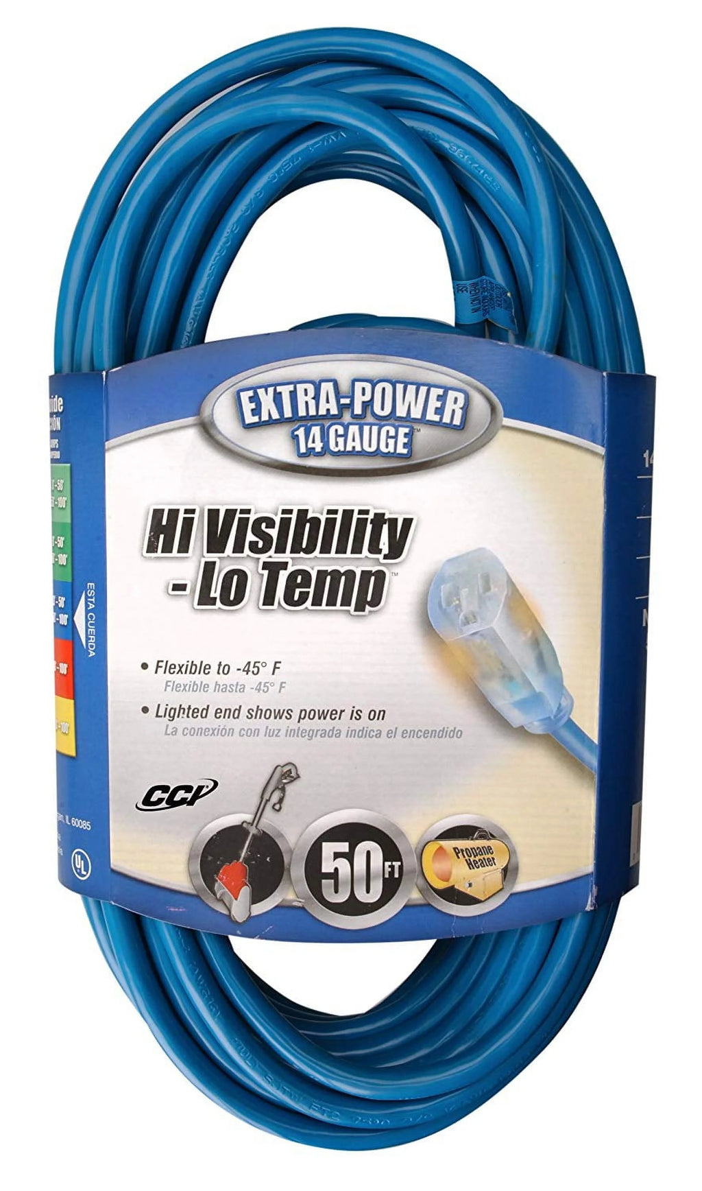 14/3 Sjtw Low-Temp Outdoor Extension Cord With Lighted End, 50-Feet K371