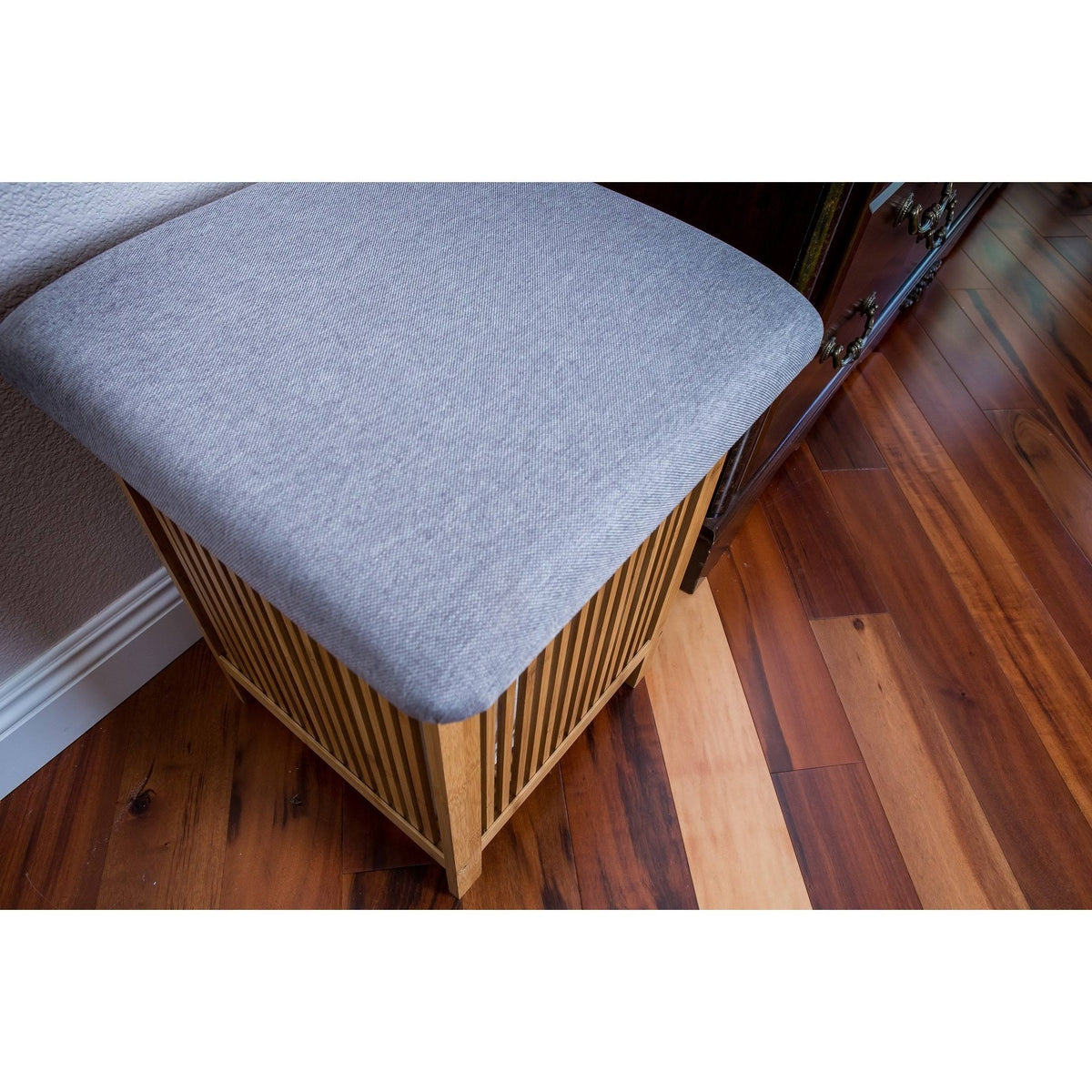 Bamboo Laundry and Storage Basket/Ottoman, 21 inch Tall M210