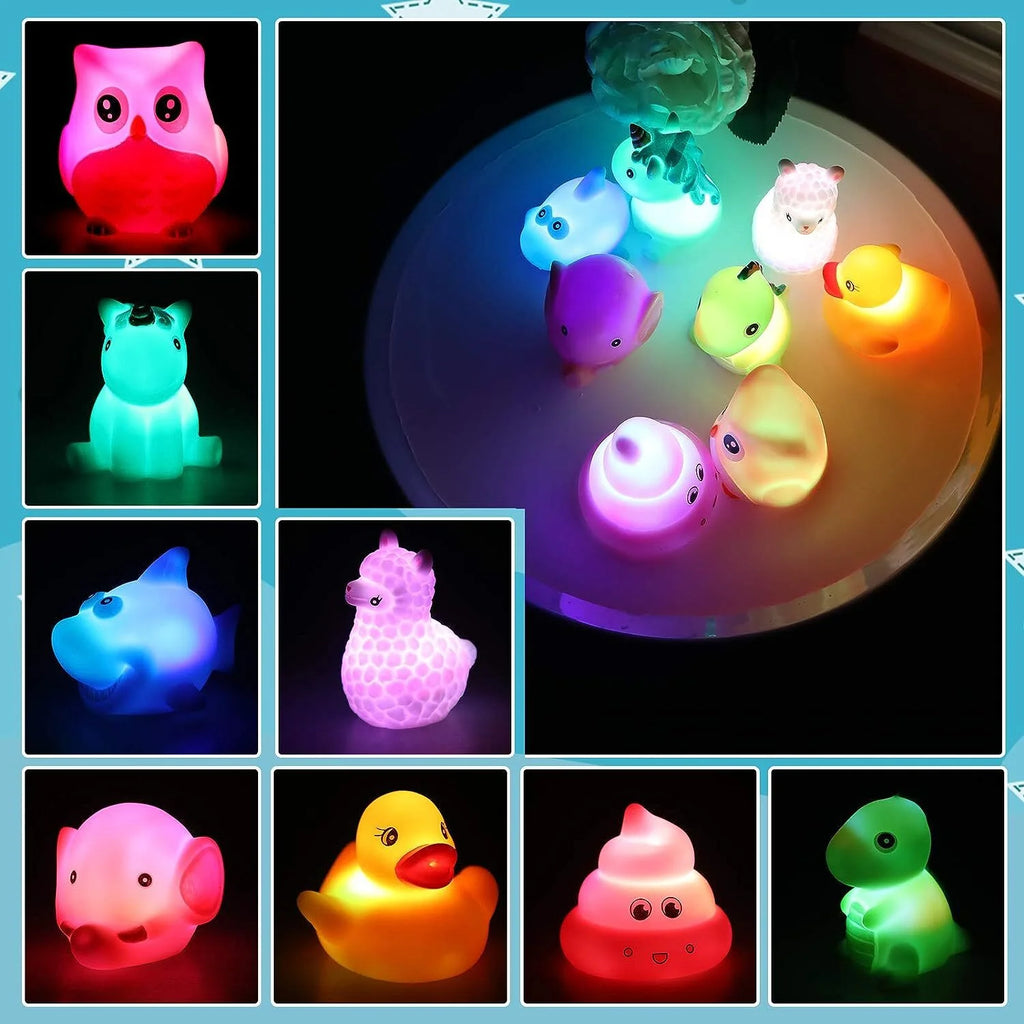 LED Light Baby Bath Toys Set with Storage Bag O274