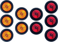 2" Round 9 LED Trailer Side Marker Clearance Light, 5 Amber + 5 Red, Pack of 2 N88678