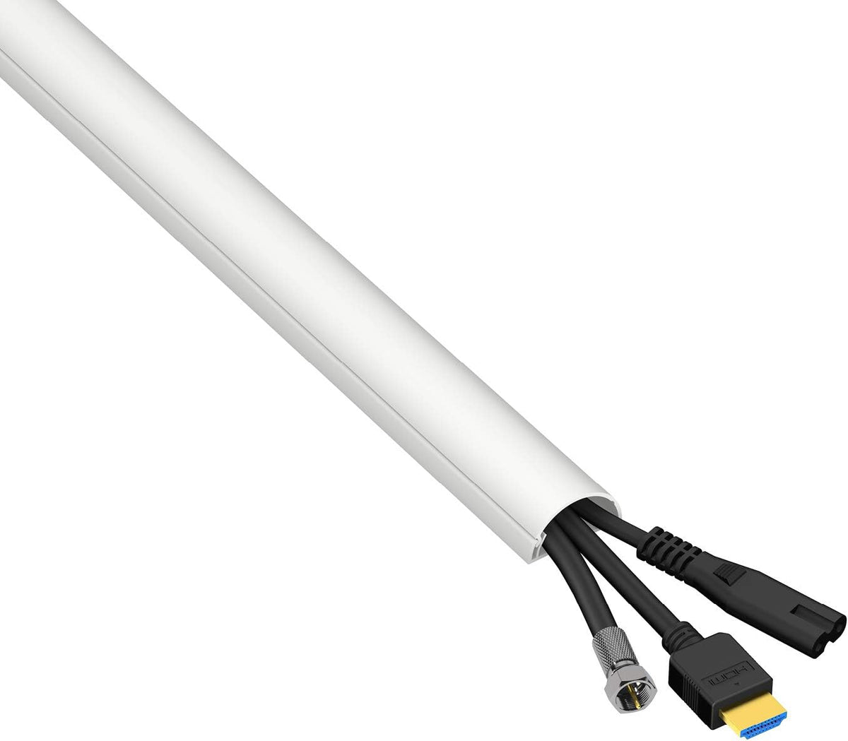 White Cord Cover Kit, Half Round Cable Raceway, Self-Adhesive Cord Hider, 40' Pack of 2 Z936236