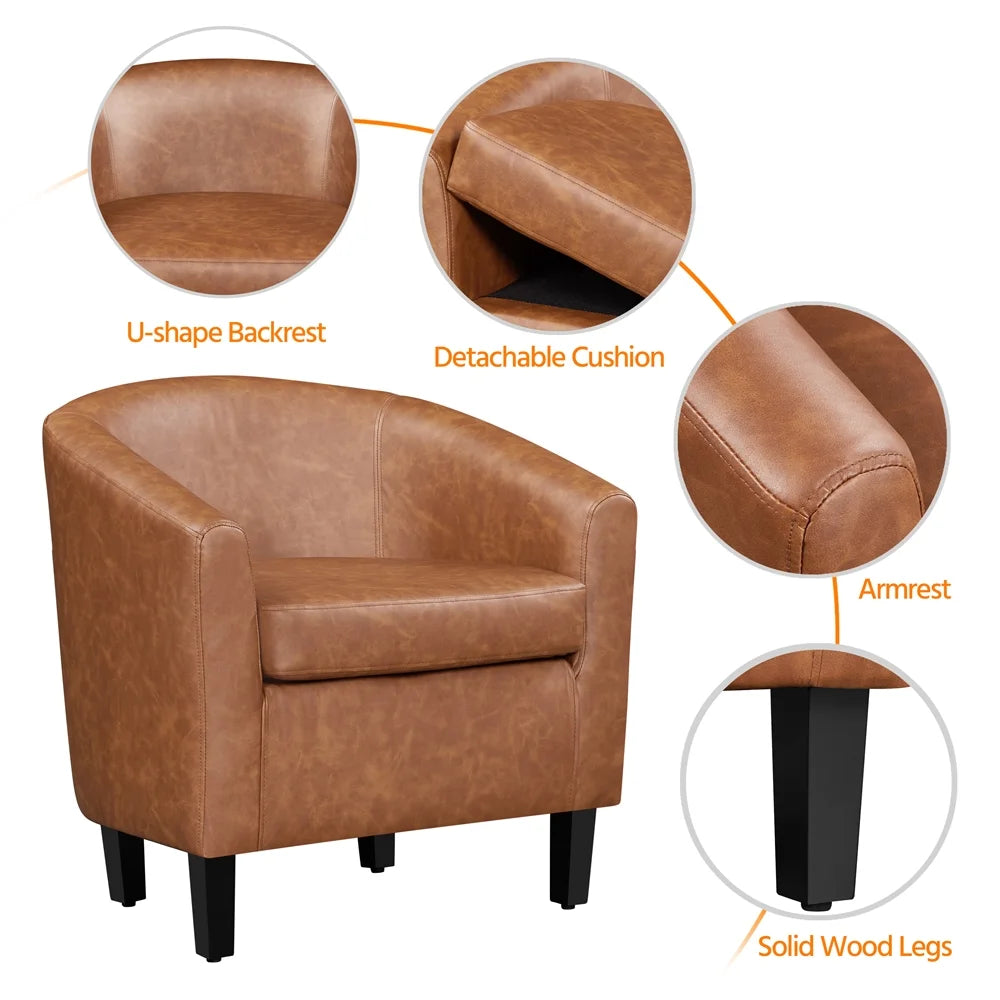 Brown Faux Leather Accent Chair X12042