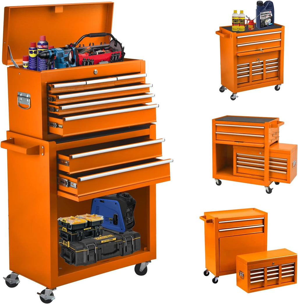 Red Lockable Rolling 8-Drawer Tool Chest with Wheels G308