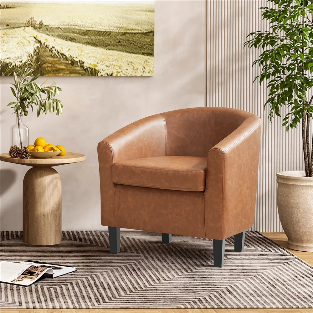 Brown Faux Leather Accent Chair X12042