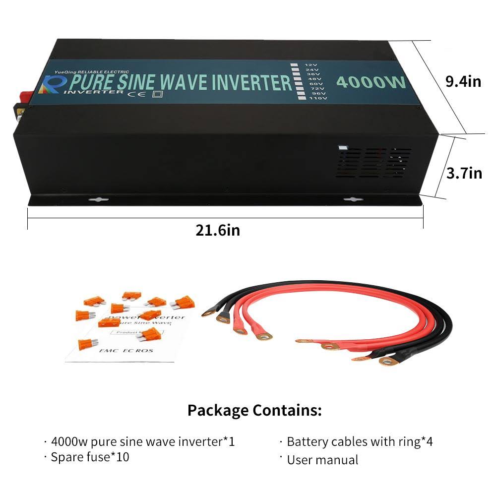 2000W 24V 120V Pure Sine Wave Power Inverter with Remote Control Switch R990