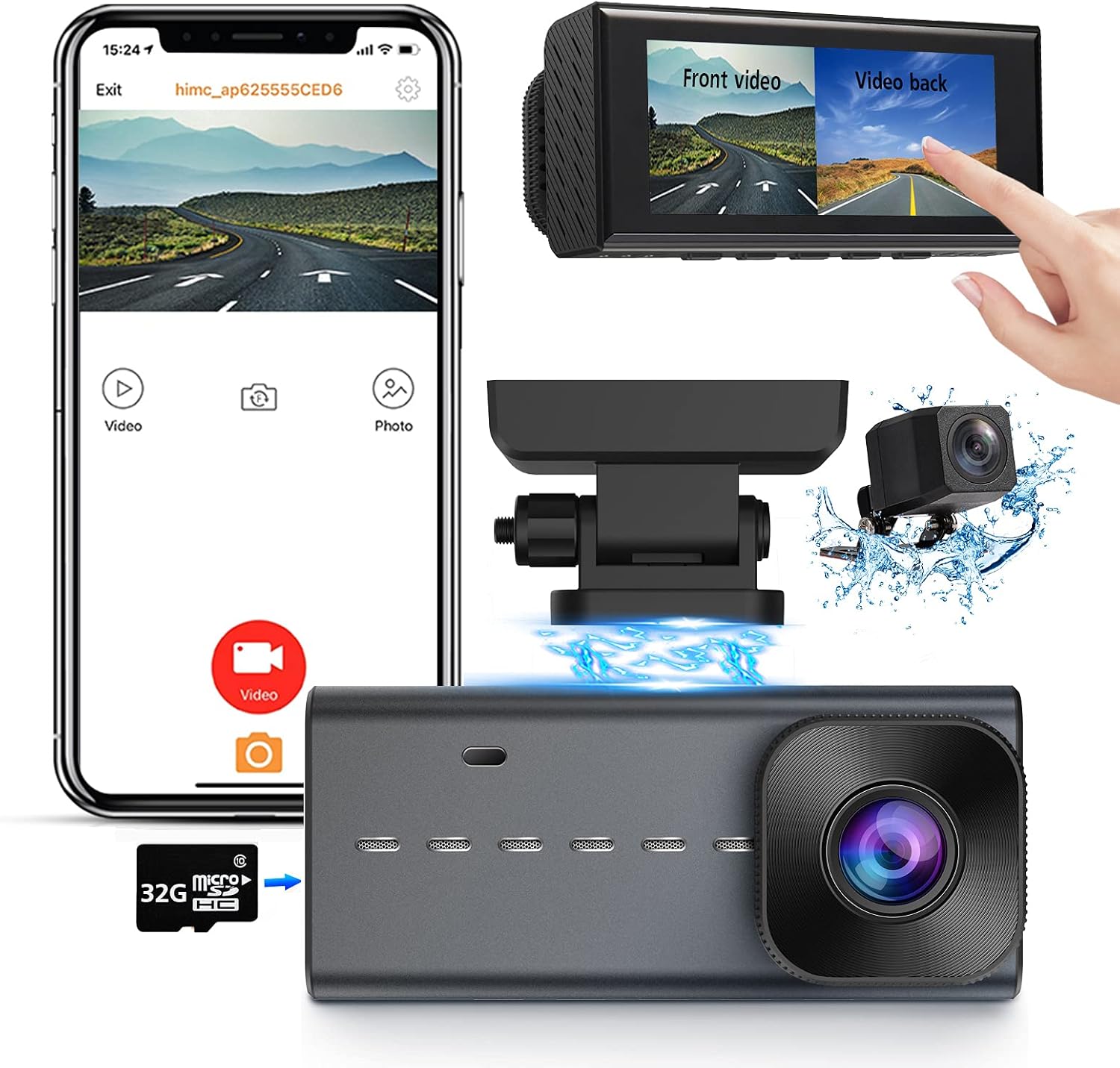 Dash Cam Front and Rear 2K Dual Dash Cam with 3.16 IPS Touchscreen X78562