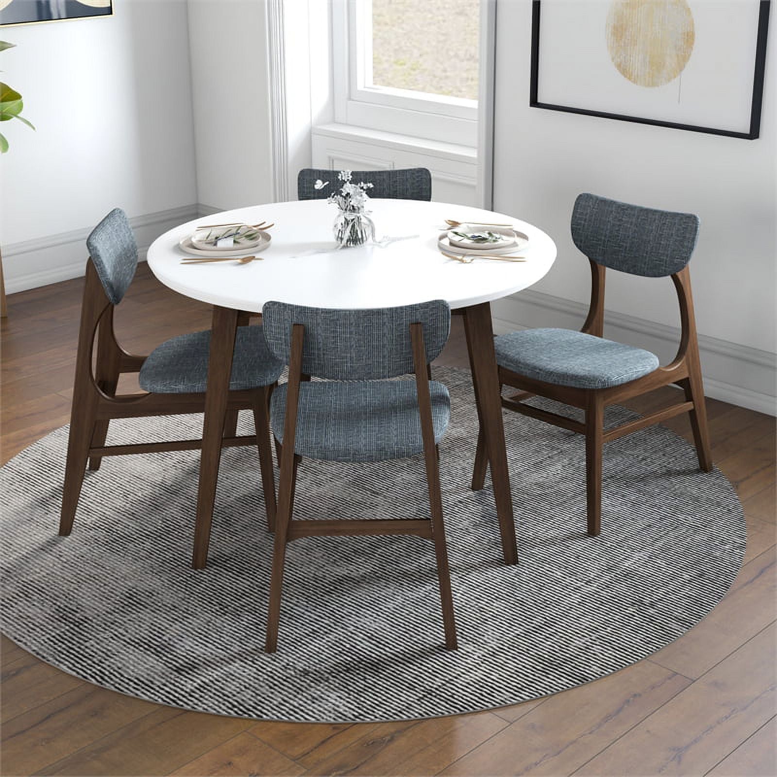 Mid-Century Wood/Fabric Dining Chair in Gray (Set of 2) Z33076