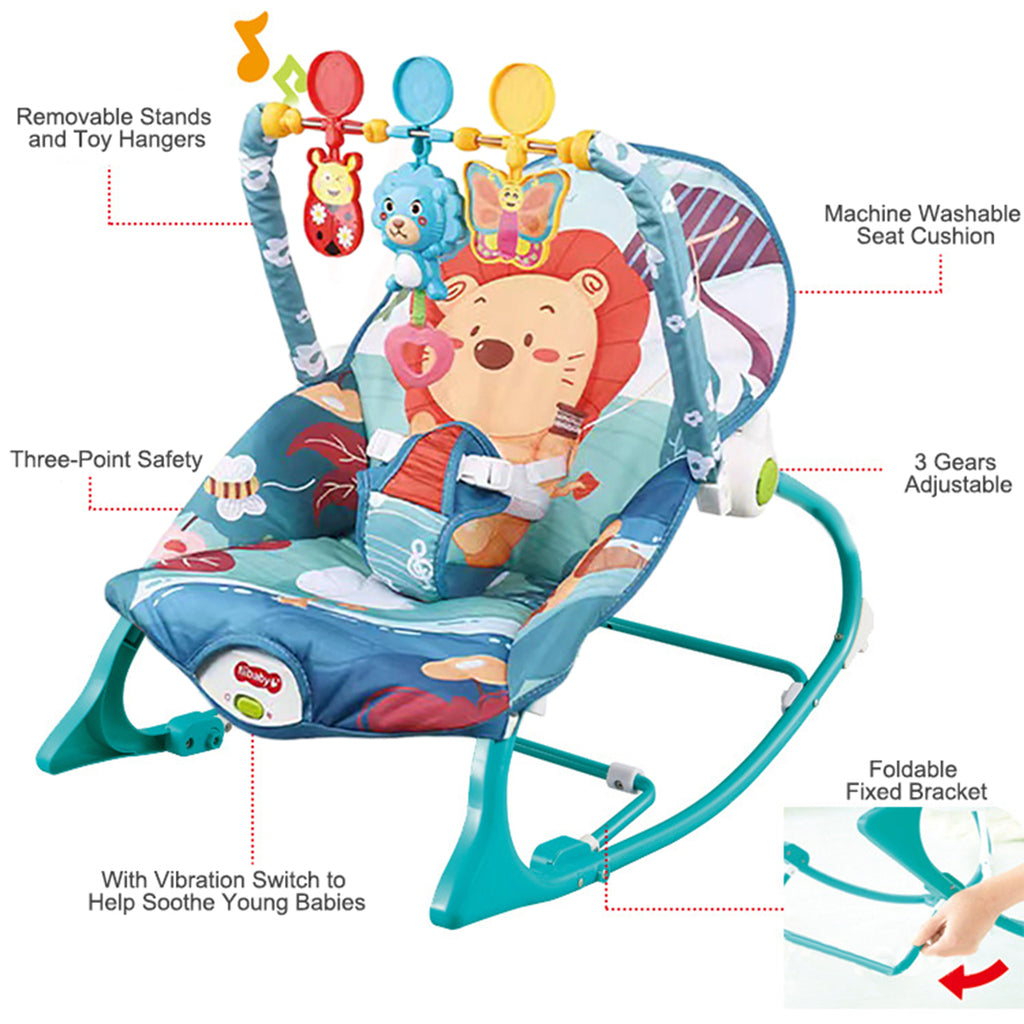 Blue Electric Baby Swing Bouncer Infant Seat with Music Hanging Toys X2126