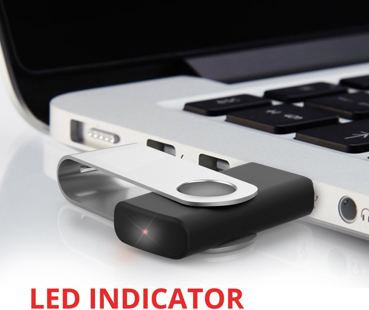 10 Pack 4GB USB2.0 Swivel Flash Drives with Led Indicator, Black B810982